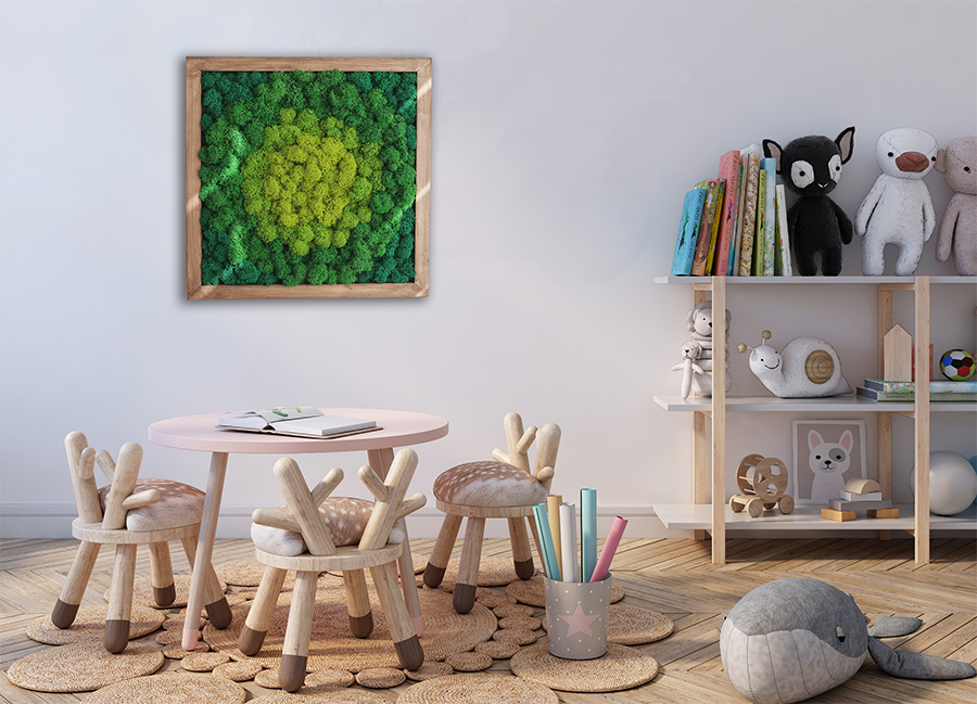 Obraz  z żywych roślin w pokoju dziecięcym