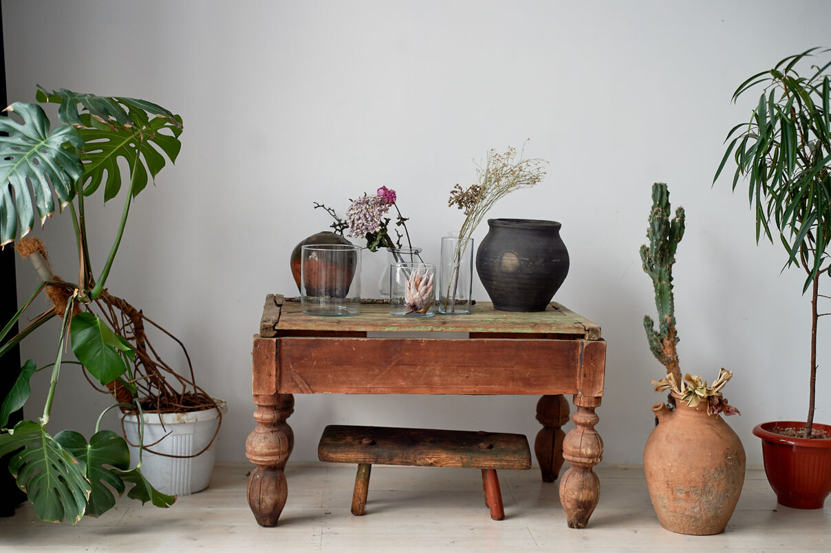 Projekt zielonej ściany shabby chic